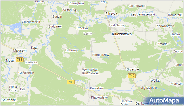 mapa Komparzów, Komparzów na mapie Targeo