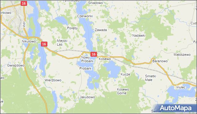 mapa Kosewo gmina Mrągowo, Kosewo gmina Mrągowo na mapie Targeo