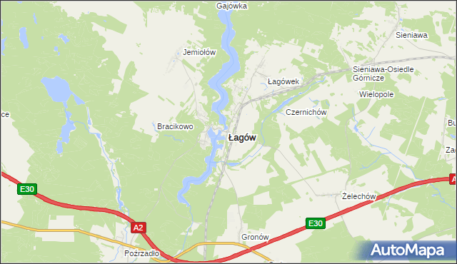 mapa Łagów powiat świebodziński, Łagów powiat świebodziński na mapie Targeo