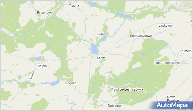 mapa Łąkie gmina Lipka, Łąkie gmina Lipka na mapie Targeo