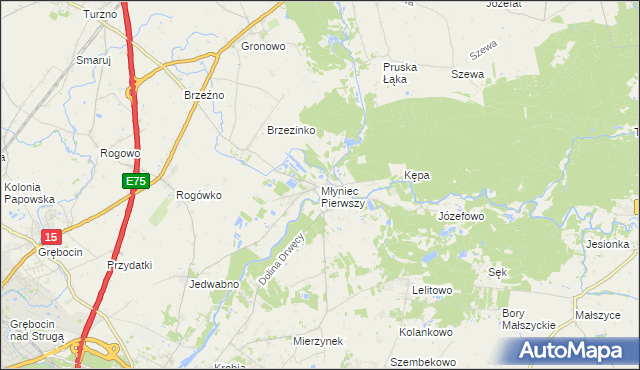 mapa Młyniec Pierwszy, Młyniec Pierwszy na mapie Targeo