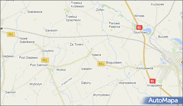 mapa Nawra gmina Chełmża, Nawra gmina Chełmża na mapie Targeo