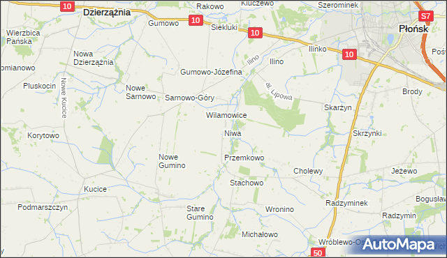 mapa Niwa gmina Dzierzążnia, Niwa gmina Dzierzążnia na mapie Targeo