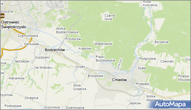 mapa Piaski Brzóstowskie, Piaski Brzóstowskie na mapie Targeo