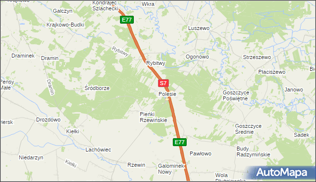 mapa Polesie gmina Baboszewo, Polesie gmina Baboszewo na mapie Targeo