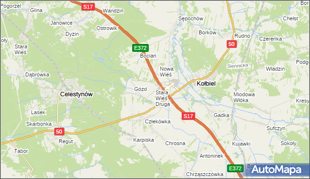 mapa Stara Wieś Druga gmina Kołbiel, Stara Wieś Druga gmina Kołbiel na mapie Targeo