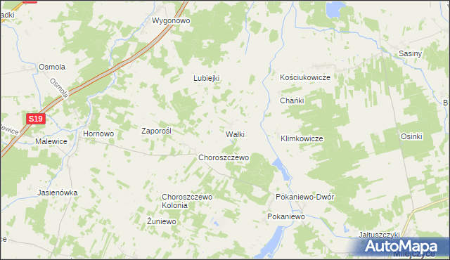 mapa Wałki gmina Milejczyce, Wałki gmina Milejczyce na mapie Targeo