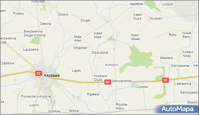 mapa Zieleniec gmina Chodów, Zieleniec gmina Chodów na mapie Targeo