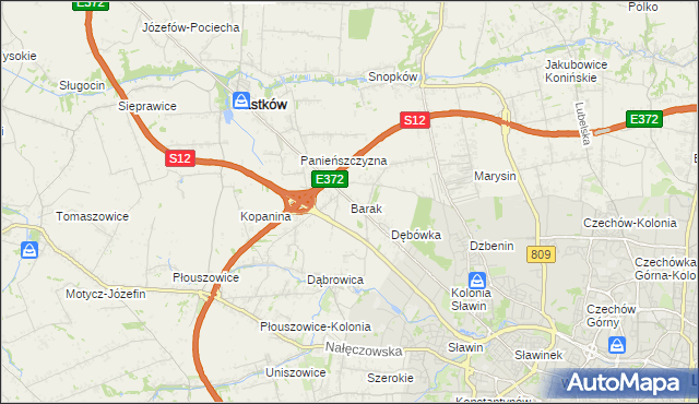 mapa Barak gmina Jastków, Barak gmina Jastków na mapie Targeo