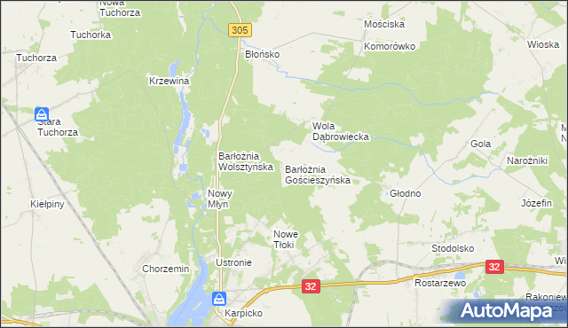 mapa Barłożnia Gościeszyńska, Barłożnia Gościeszyńska na mapie Targeo