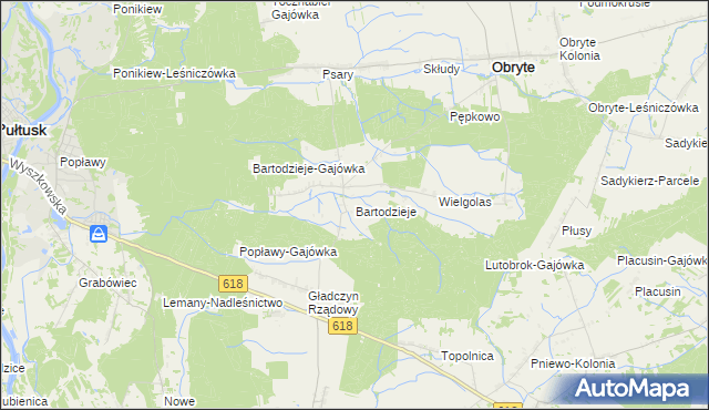 mapa Bartodzieje gmina Obryte, Bartodzieje gmina Obryte na mapie Targeo