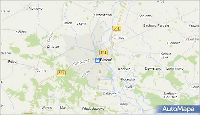 mapa Bieżuń, Bieżuń na mapie Targeo