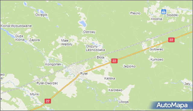 mapa Błota gmina Czersk, Błota gmina Czersk na mapie Targeo