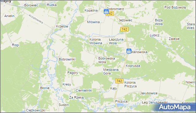 mapa Bobrowska Wola, Bobrowska Wola na mapie Targeo
