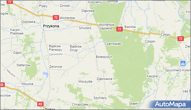 mapa Boleszczyn, Boleszczyn na mapie Targeo