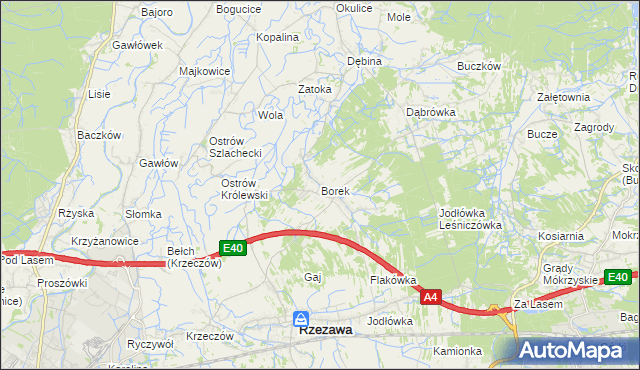 mapa Borek gmina Rzezawa, Borek gmina Rzezawa na mapie Targeo