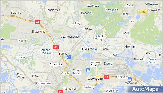 mapa Broszkowice, Broszkowice na mapie Targeo