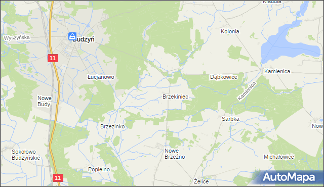 mapa Brzekiniec, Brzekiniec na mapie Targeo