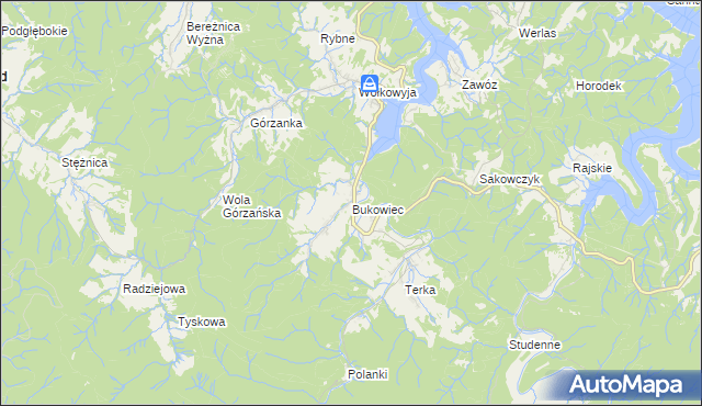 mapa Bukowiec gmina Solina, Bukowiec gmina Solina na mapie Targeo