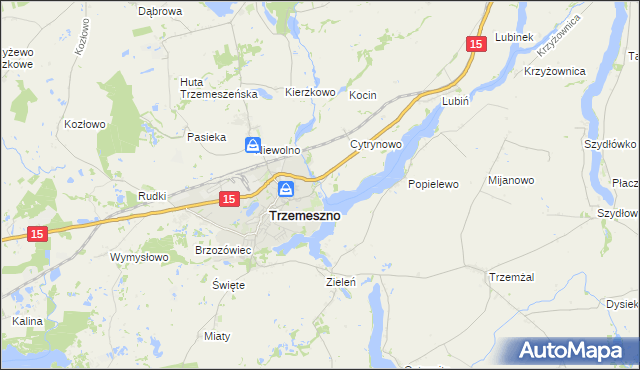 mapa Bystrzyca gmina Trzemeszno, Bystrzyca gmina Trzemeszno na mapie Targeo