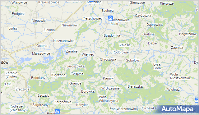 mapa Chrostowa gmina Łapanów, Chrostowa gmina Łapanów na mapie Targeo