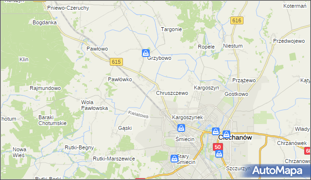 mapa Chruszczewo, Chruszczewo na mapie Targeo