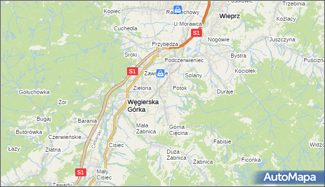 mapa Cięcina, Cięcina na mapie Targeo