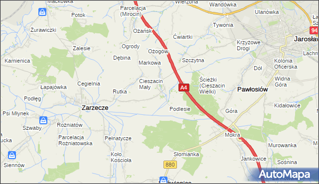 mapa Cieszacin Wielki, Cieszacin Wielki na mapie Targeo