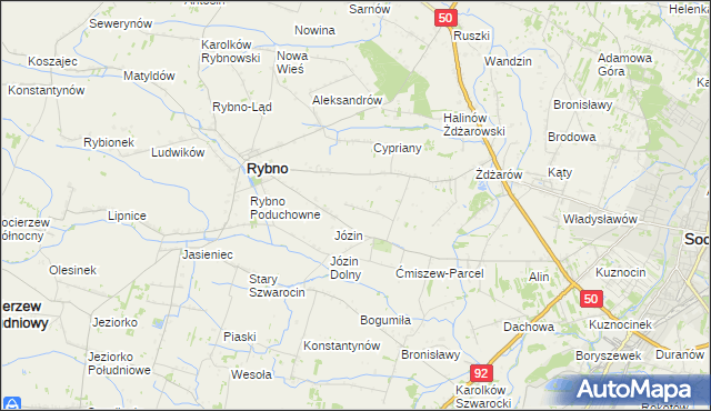 mapa Ćmiszew Rybnowski, Ćmiszew Rybnowski na mapie Targeo