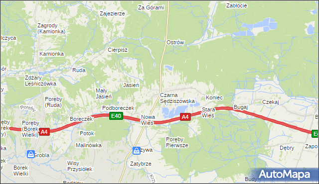 mapa Czarna Sędziszowska, Czarna Sędziszowska na mapie Targeo