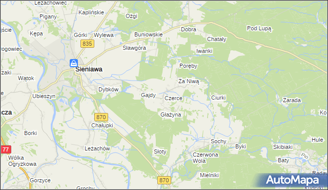 mapa Czerce, Czerce na mapie Targeo