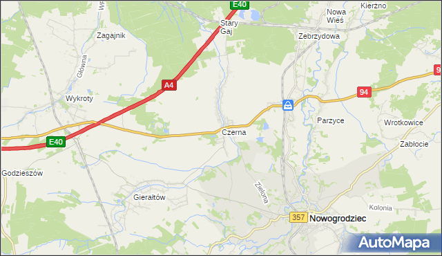 mapa Czerna gmina Nowogrodziec, Czerna gmina Nowogrodziec na mapie Targeo