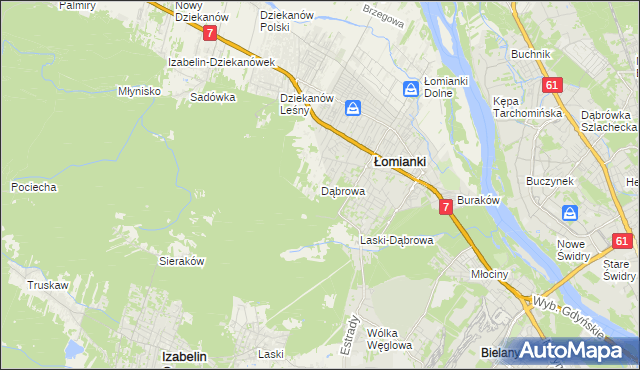 mapa Dąbrowa gmina Łomianki, Dąbrowa gmina Łomianki na mapie Targeo