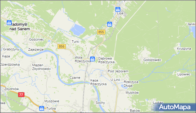 mapa Dąbrowa Rzeczycka, Dąbrowa Rzeczycka na mapie Targeo