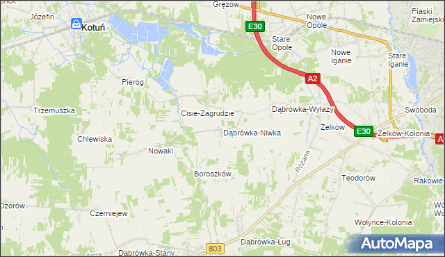mapa Dąbrówka-Niwka, Dąbrówka-Niwka na mapie Targeo