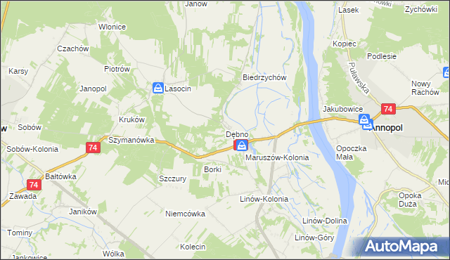 mapa Dębno gmina Ożarów, Dębno gmina Ożarów na mapie Targeo