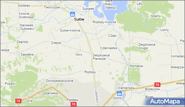 mapa Deszkowice Pierwsze, Deszkowice Pierwsze na mapie Targeo