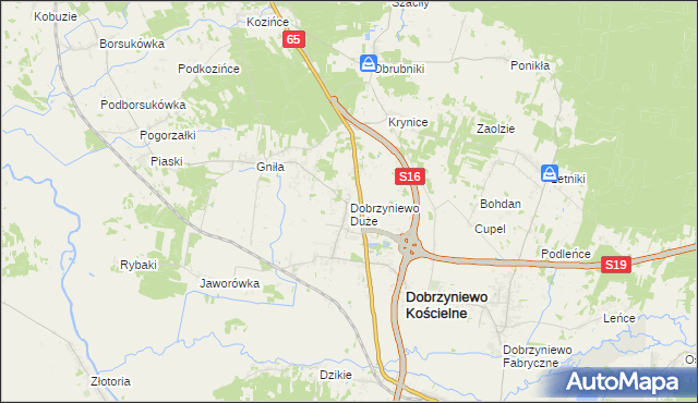 mapa Dobrzyniewo Duże, Dobrzyniewo Duże na mapie Targeo