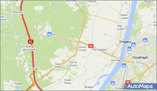 mapa Dolna Grupa, Dolna Grupa na mapie Targeo