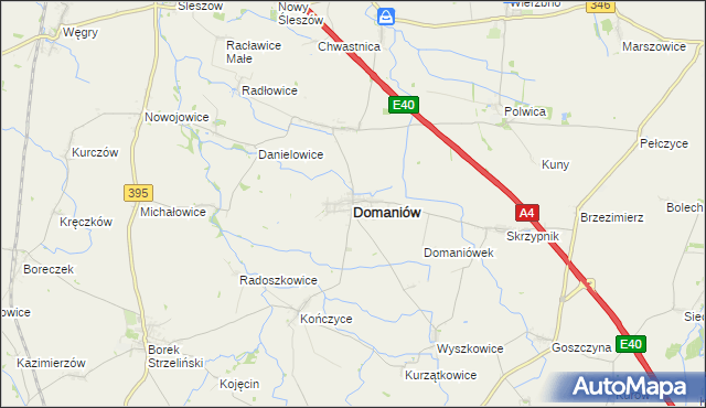 mapa Domaniów powiat oławski, Domaniów powiat oławski na mapie Targeo