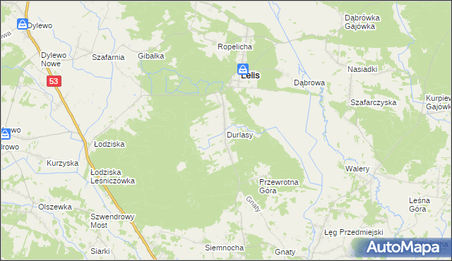 mapa Durlasy, Durlasy na mapie Targeo