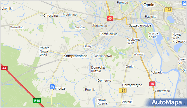 mapa Dziekaństwo, Dziekaństwo na mapie Targeo