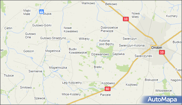 mapa Dziewanowo, Dziewanowo na mapie Targeo