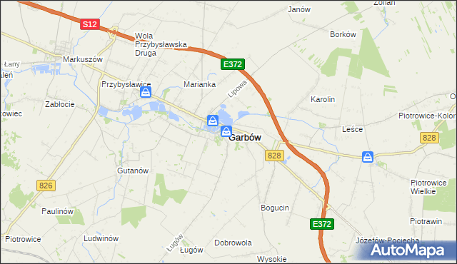 mapa Garbów powiat lubelski, Garbów powiat lubelski na mapie Targeo