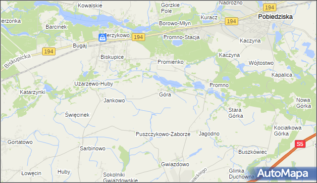 mapa Góra gmina Pobiedziska, Góra gmina Pobiedziska na mapie Targeo