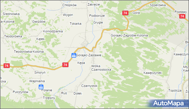 mapa Gorajec-Zagroble, Gorajec-Zagroble na mapie Targeo