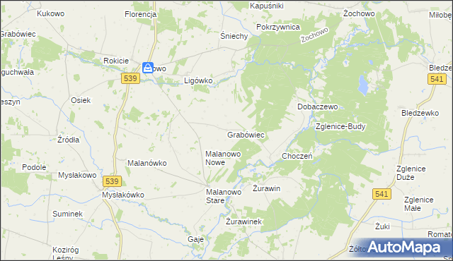 mapa Grabówiec gmina Mochowo, Grabówiec gmina Mochowo na mapie Targeo