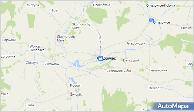 mapa Grabowiec powiat zamojski, Grabowiec powiat zamojski na mapie Targeo