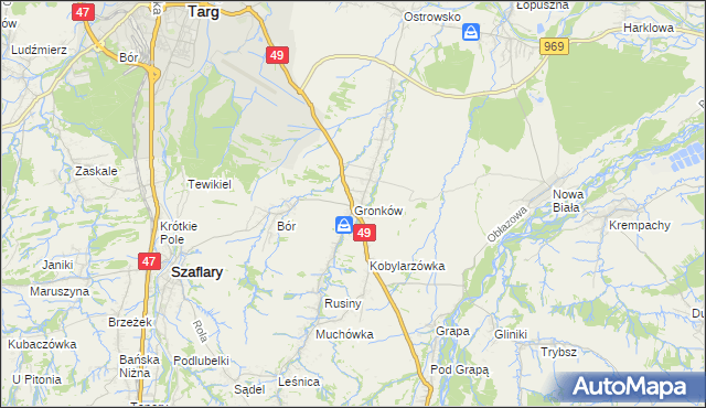 mapa Gronków, Gronków na mapie Targeo