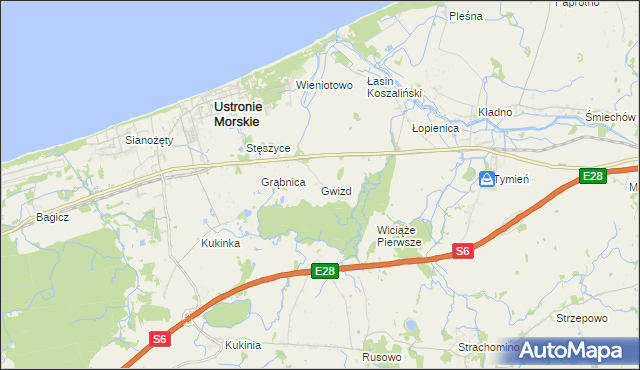 mapa Gwizd, Gwizd na mapie Targeo